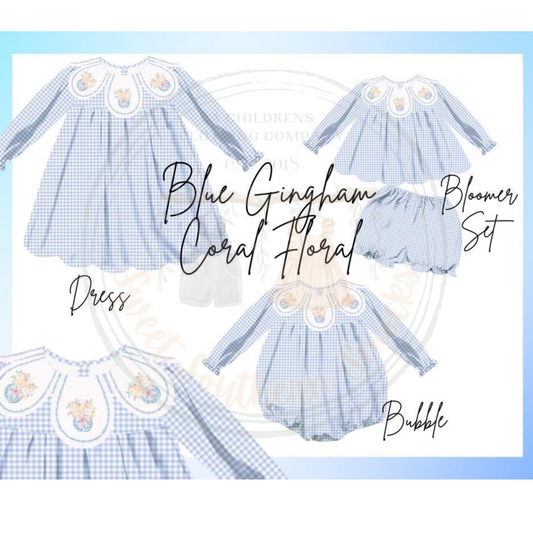 Po168-BLUE GINGHAM FLORAL COLLECTION
