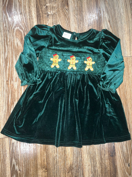 Rts-velvet gingerbread dress 12m