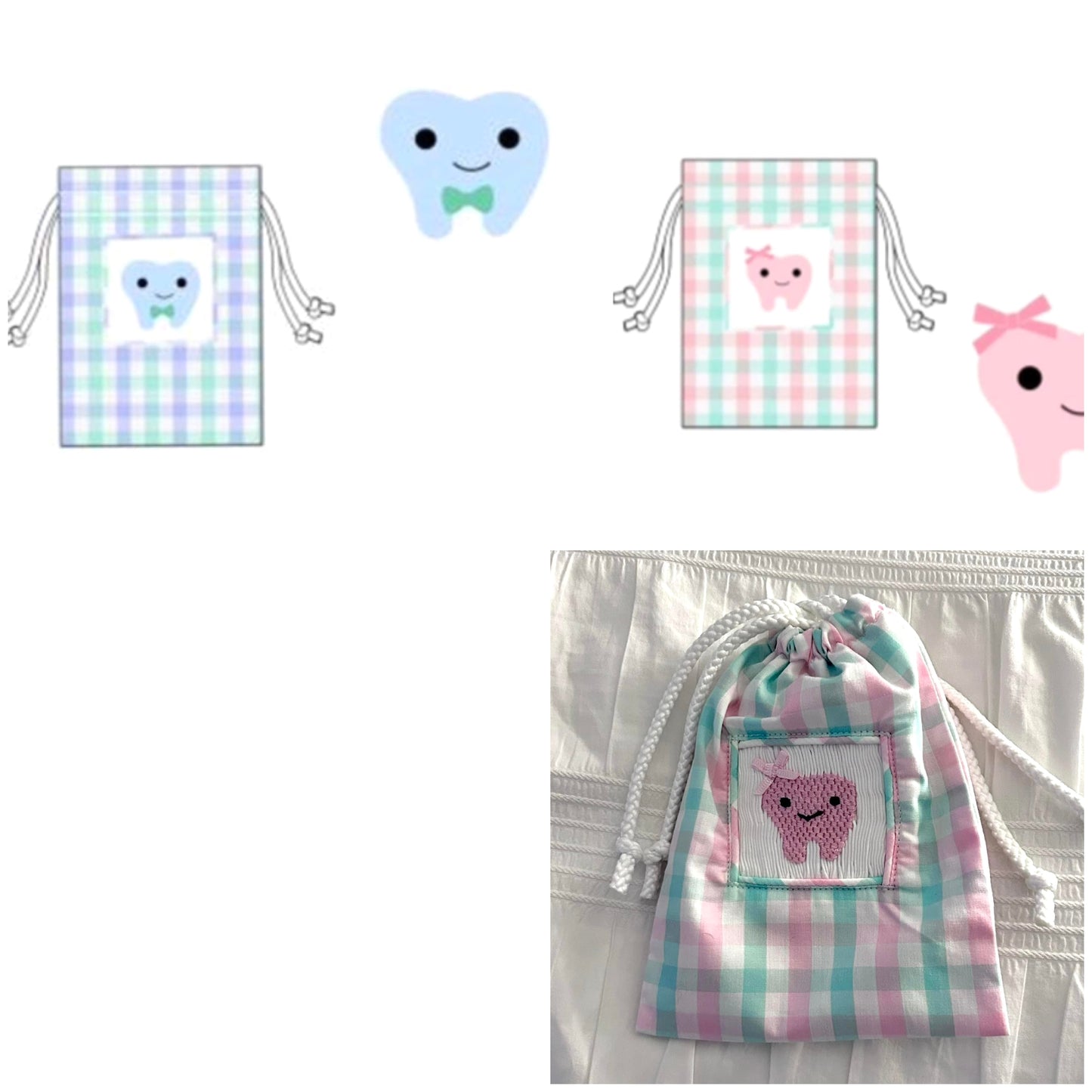 Po168-smocked tooth fairy bags