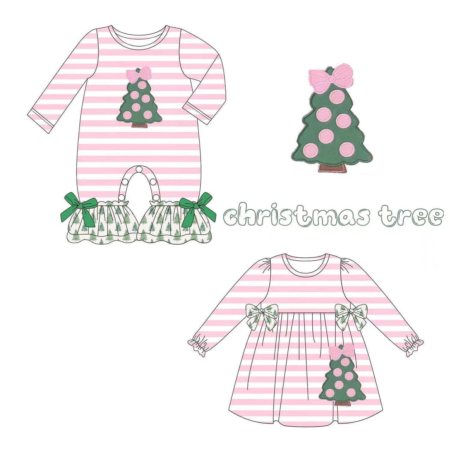 PO171-PINK STRIPE CHRISTMAS TREE COLLECTION