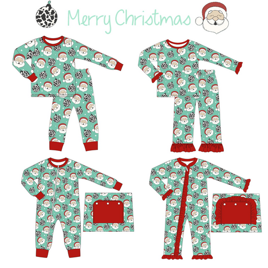 PO169-COW PRINT SANTA PJ COLLECTION