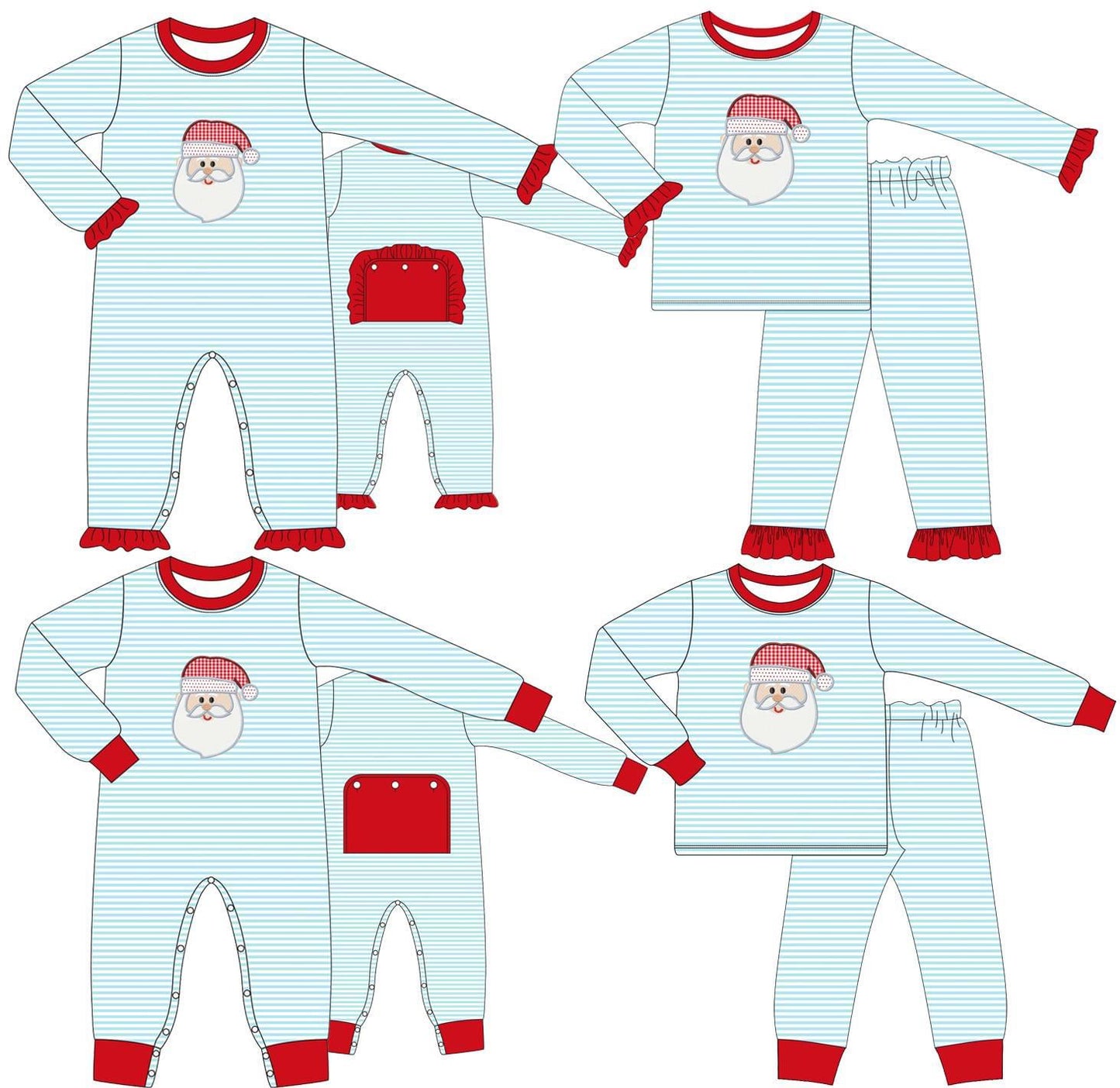 Po174-BLUE STRIPE SANTA PJ COLLECTION