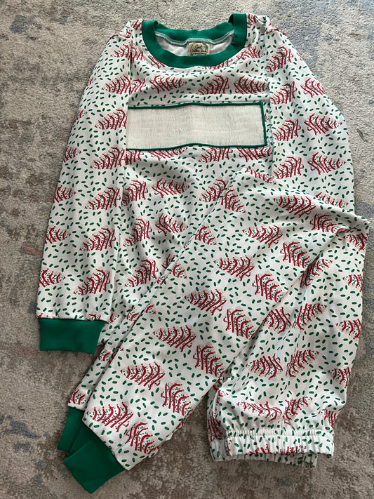 Rts- Christmas tree cakes pant set smocked